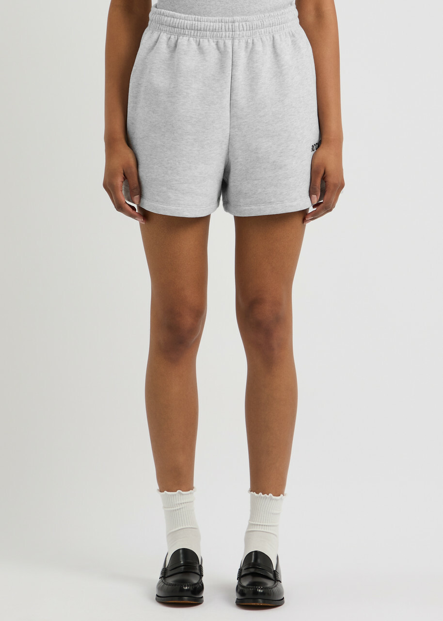 Rotate Sunday Logo-embroidered Cotton Shorts Light Grey