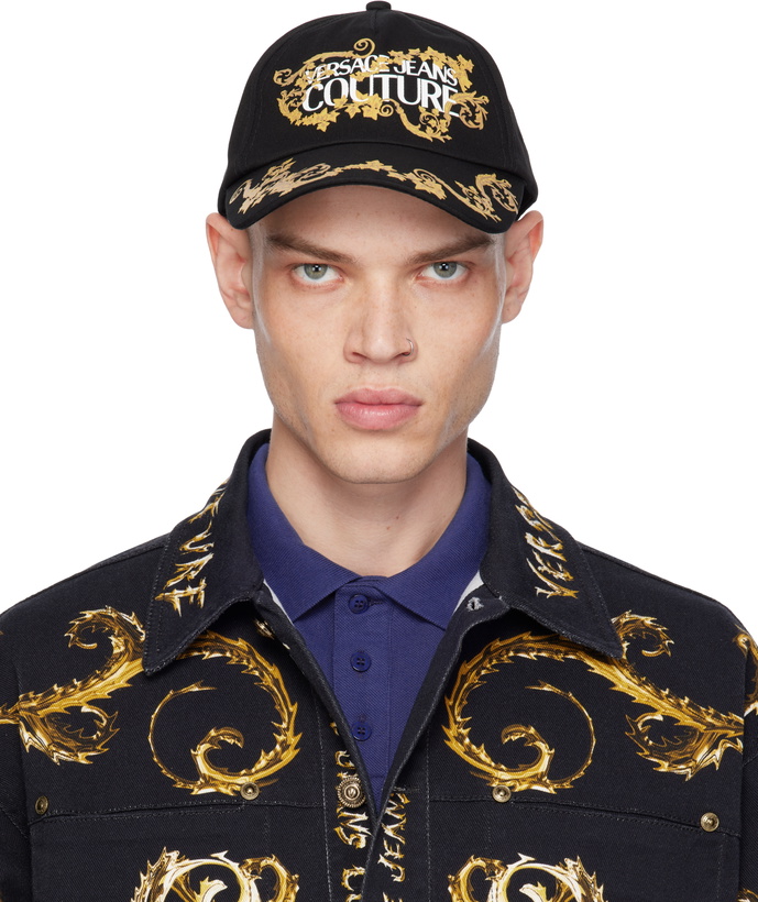 Photo: Versace Jeans Couture Black Placed Print Baseball Cap