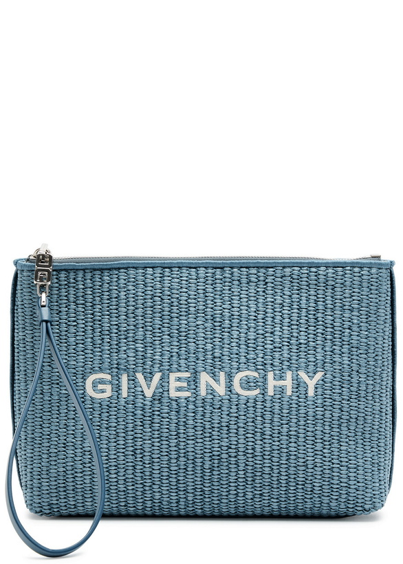 Photo: Givenchy Travel Woven Raffia Pouch - Blue - One Size