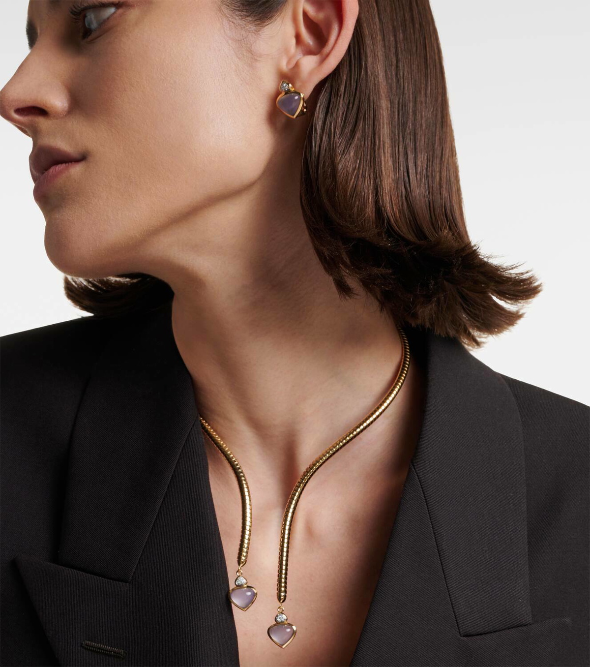 Marina B Trisolina 18kt gold necklace with blue chalcedony and diamonds