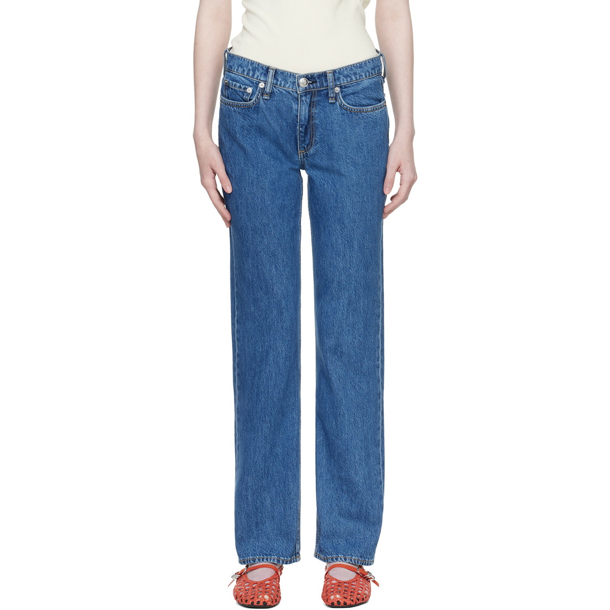 rag & bone Blue Harlow Full Straight Jeans