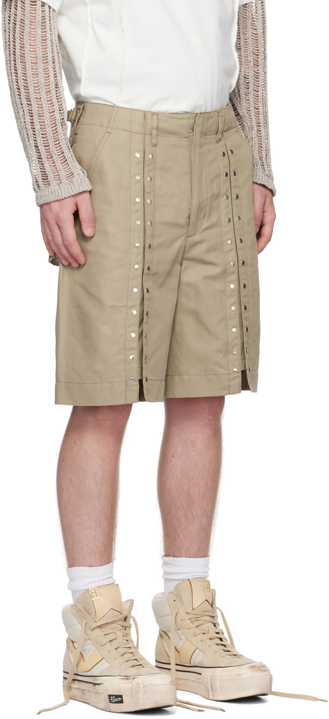 NVRFRGT Beige Studded Shorts