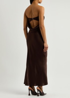 Bec & Bridge Moon Dance Strapless Satin Maxi Dress Dark Brown