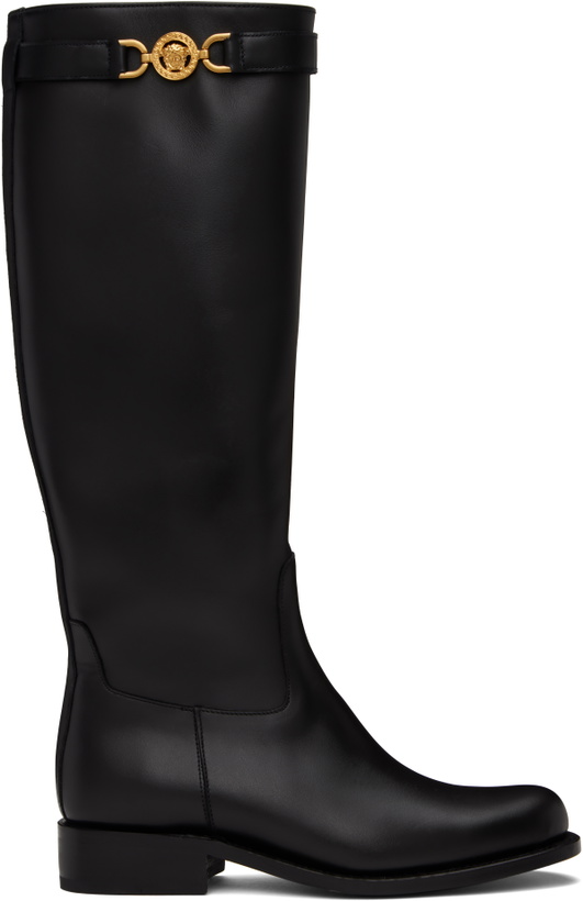 Photo: Versace Black Medusa '95 Knee High Tall Boots