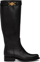 Versace Black Medusa '95 Knee High Tall Boots