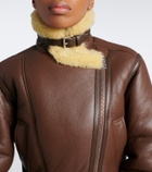 Acne Studios Shearling-trimmed leather biker jacket