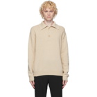 AURALEE Beige Wool Knit Long Sleeve Polo