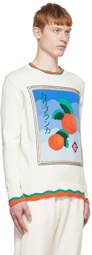 Casablanca White Intarsia Orange Sweater