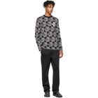 McQ Alexander McQueen Black and White Long Sleeve All Over McQ Cube T-Shirt