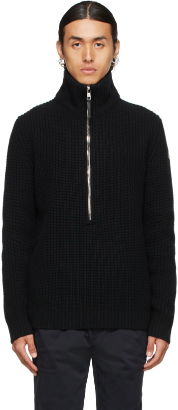 Photo: Moncler Black Knit Half-Zip Sweater