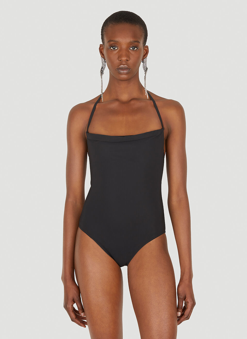 Cowl Neck Swimsuit in Black