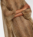 Roberto Cavalli Leopard-print semi-sheer silk kaftan