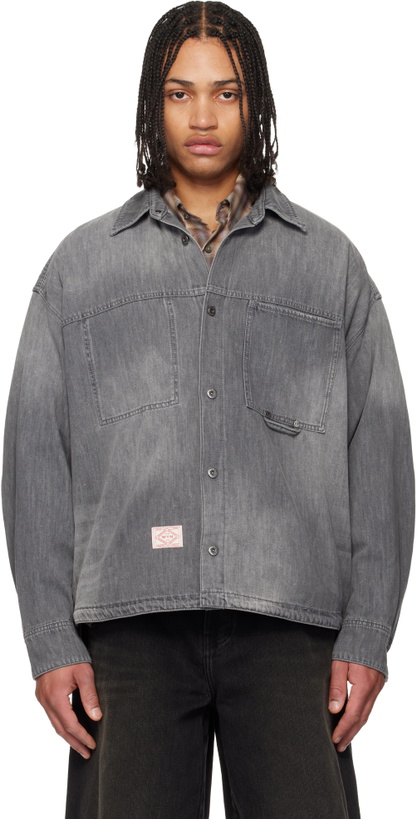 Photo: WOOYOUNGMI Black Lightweight Denim Shirt