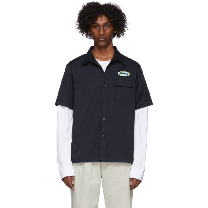 Stussy Navy Side Taped Garage T-Shirt Stussy