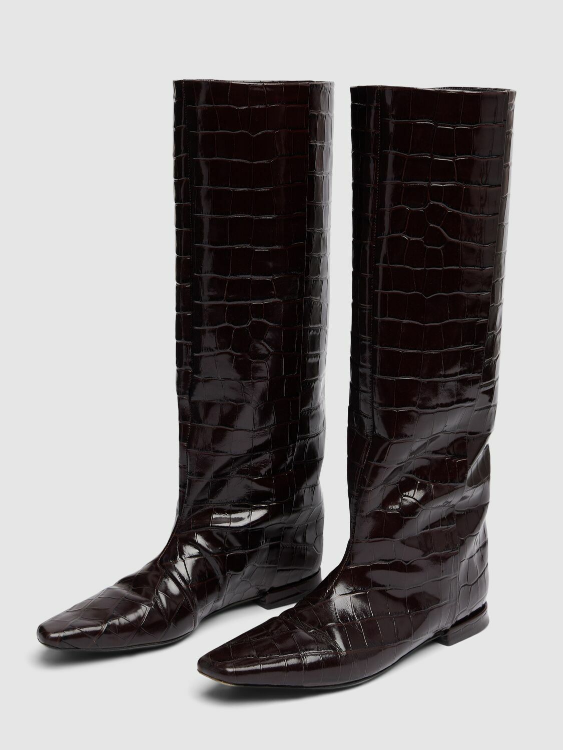 LOULOU STUDIO 10mm Ellie Embossed Leather Tall Boots Loulou