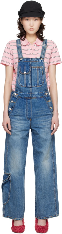 Photo: OPEN YY Blue Cargo Pocket Denim Overalls