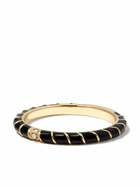 Yvonne Léon 9K Yellow Gold Alliance Enamel Diamond Ring