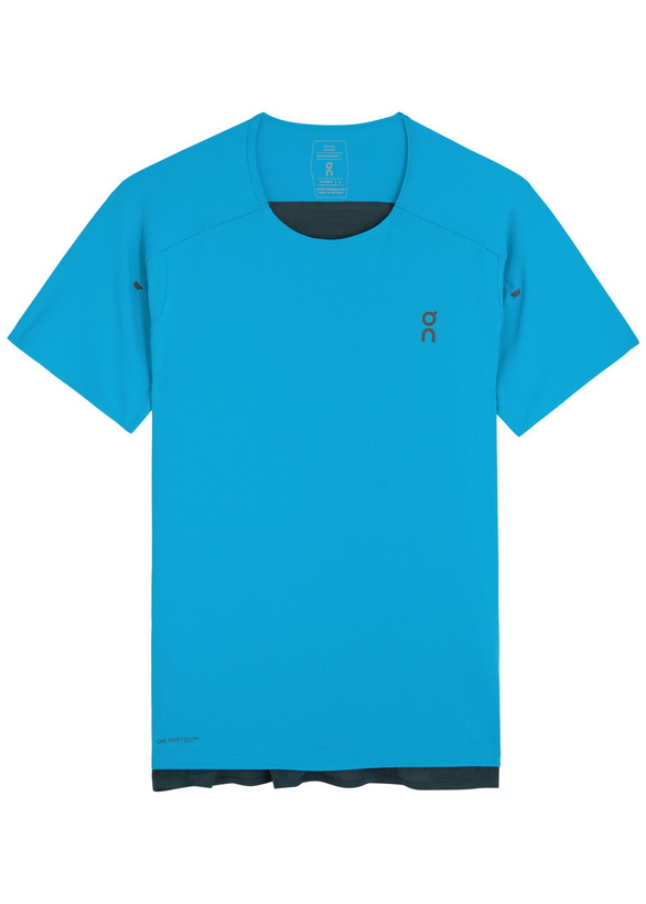 Photo: ON Performance Colour-block Stretch-jersey T-shirt Bright Blue