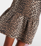 Ganni Leopard-print denim minidress