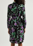 Diane Von Furstenberg Prita Printed Crepe Shirt Dress Black