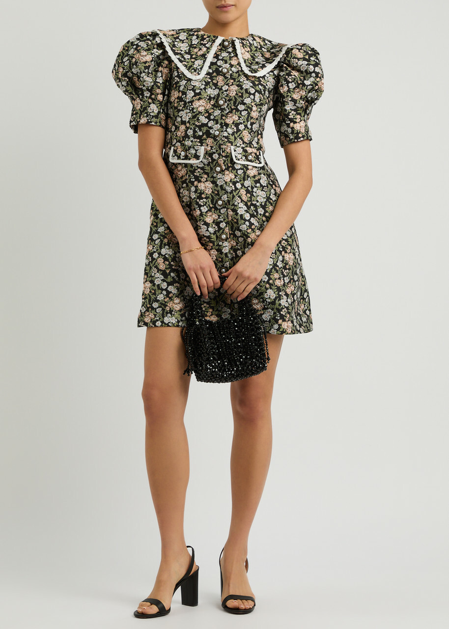 Sister Jane Graces Floral-jacquard Mini Dress Green Sister Jane