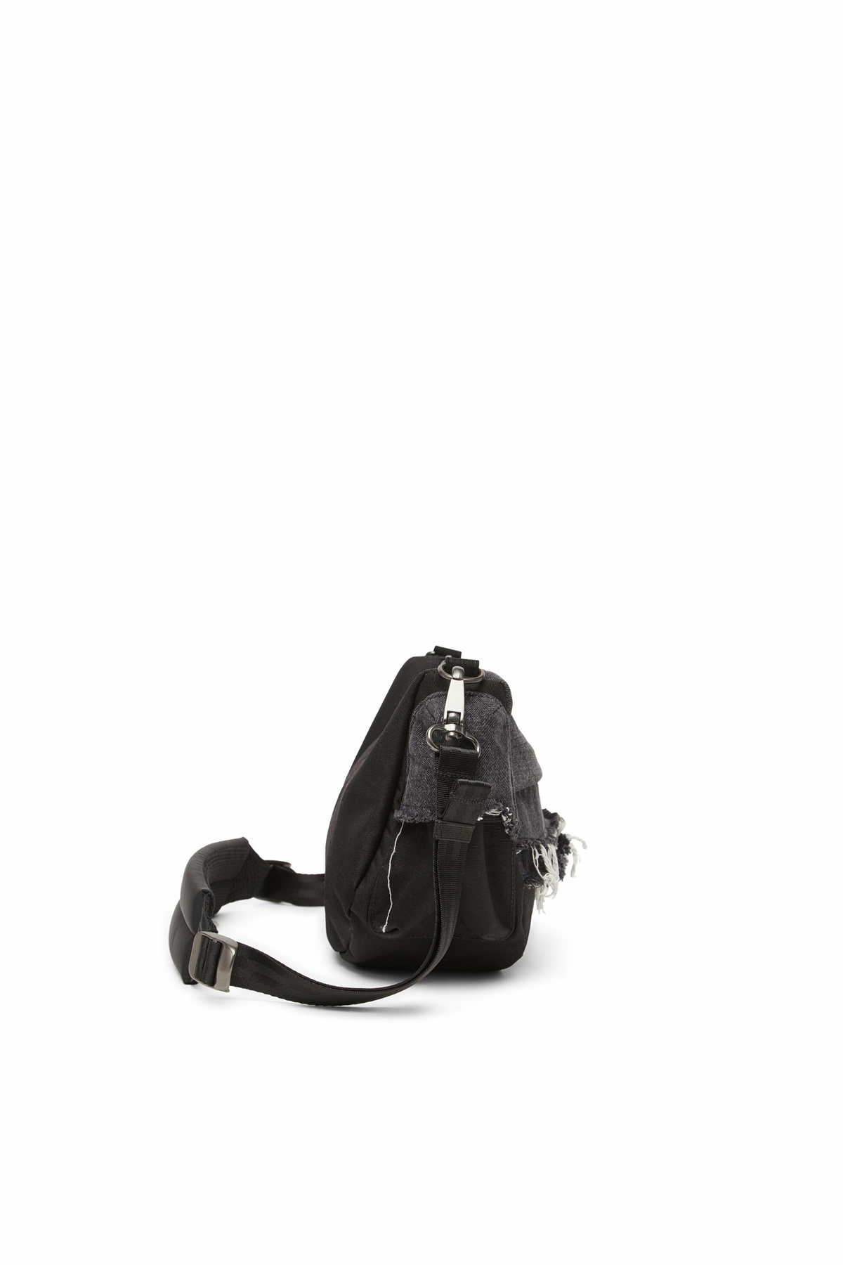 Diesel Shoulder bag in destroyed denim and CORDURA - Crossbody Bags - Unisex - Black