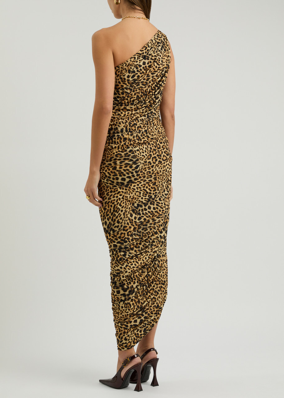 Norma Kamali Diana XL Leopard Stretch-jersey Maxi Dress Brown