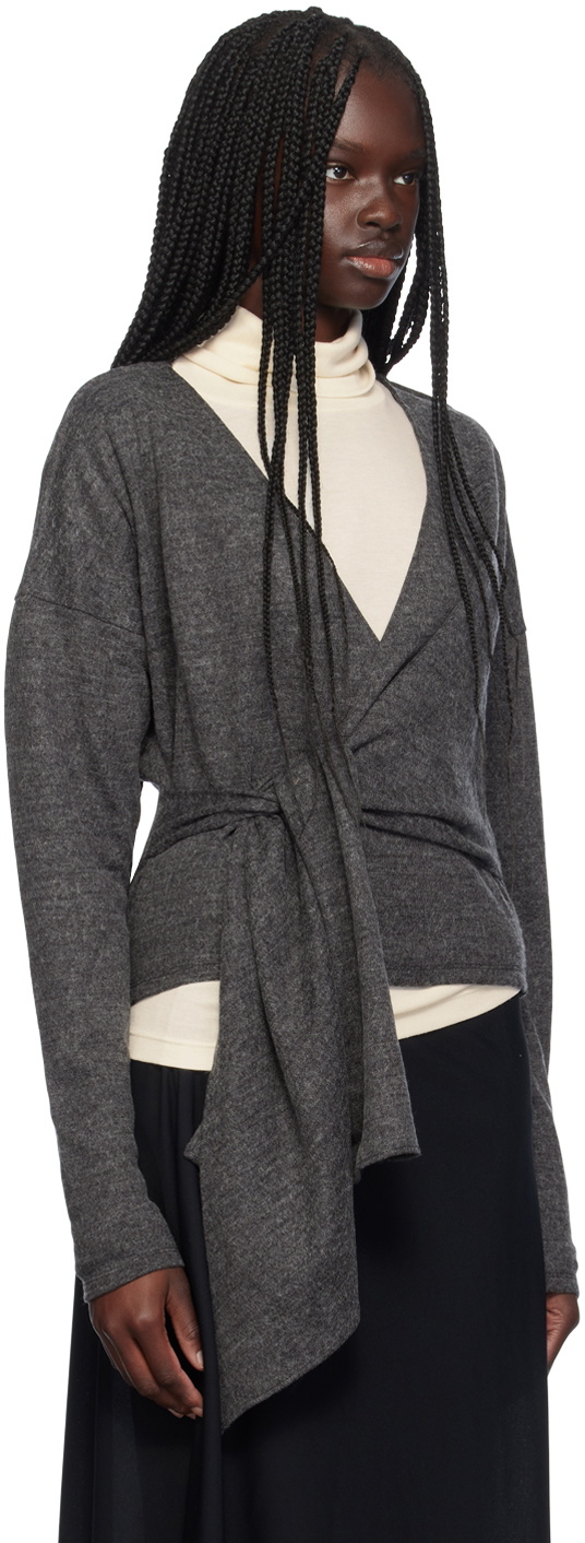 LE17SEPTEMBRE Gray Self-Tie Cardigan