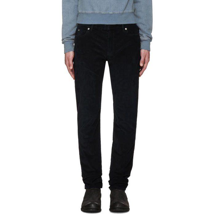 Photo: Maison Margiela Navy Slim Corduroy Trousers