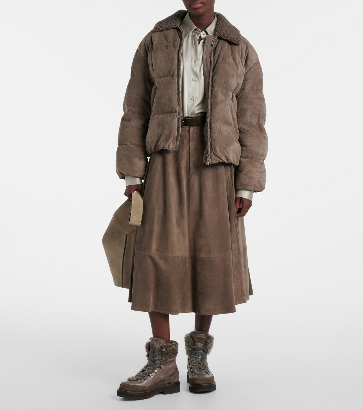 Brunello Cucinelli Shearling-lined leather ankle boots