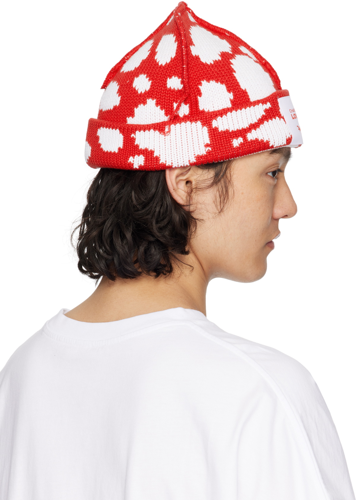 Charles Jeffrey LOVERBOY Red & White Loverboy Beanie Charles