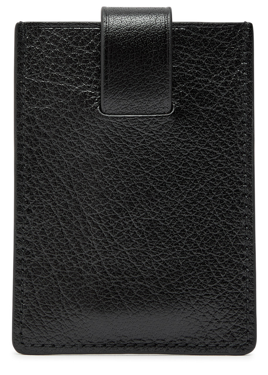 Metier Grained Leather Card Holder - Black - One Size