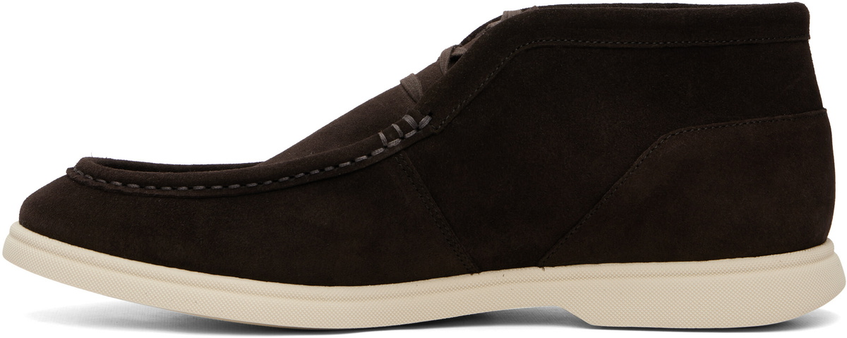 BOSS Brown Suede Stitching Details Desert Boots