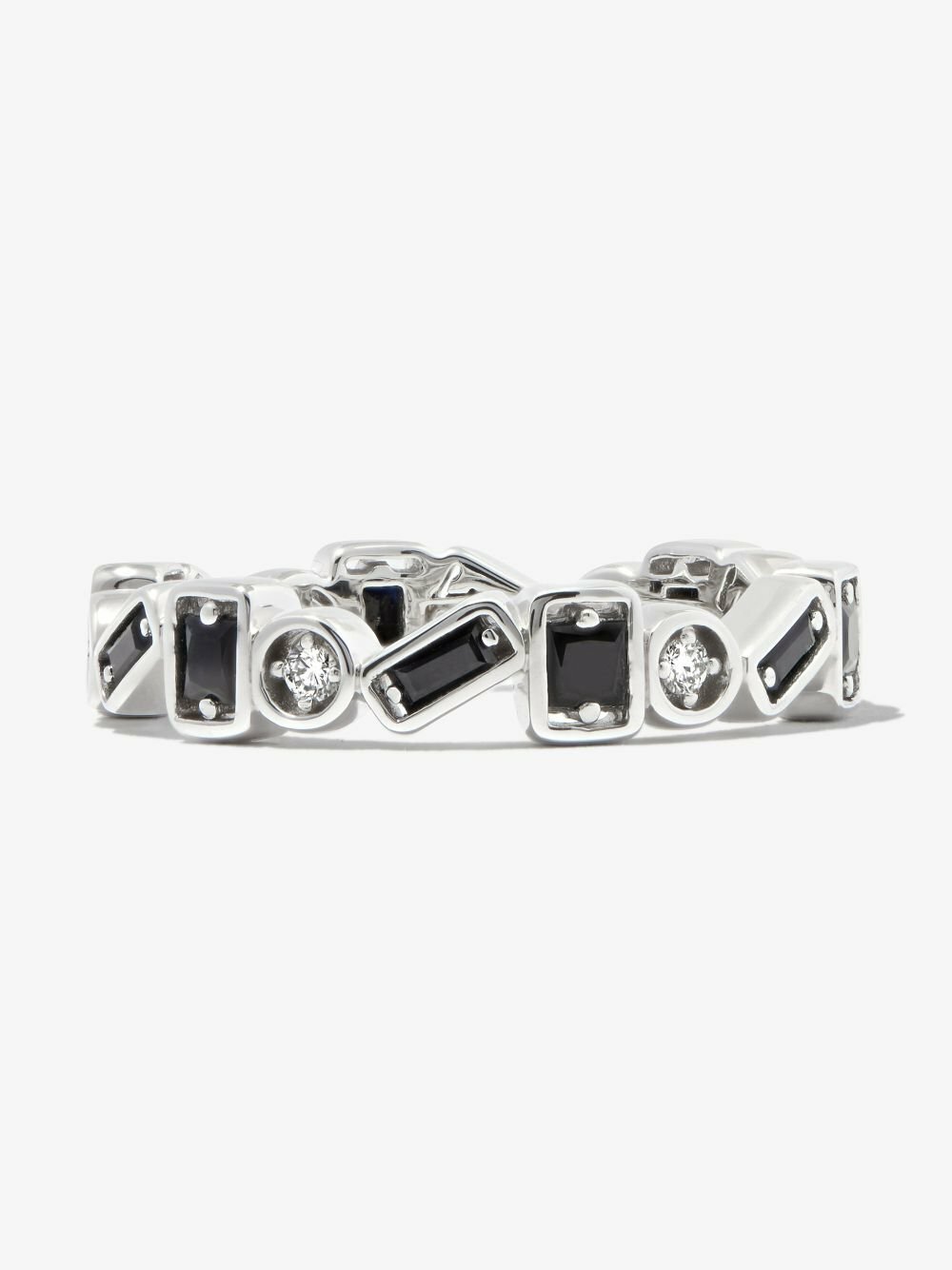 Suzanne Kalan 18kt White Gold Inlay Zigzag Sapphire Eternity Band Ring