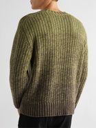 Mr P. - Dégradé Crocheted Cashmere and Wool-Blend Sweater - Green