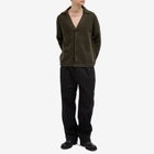 MHL by Margaret Howell Men's Collared Knit Cardigan in Dark Olive