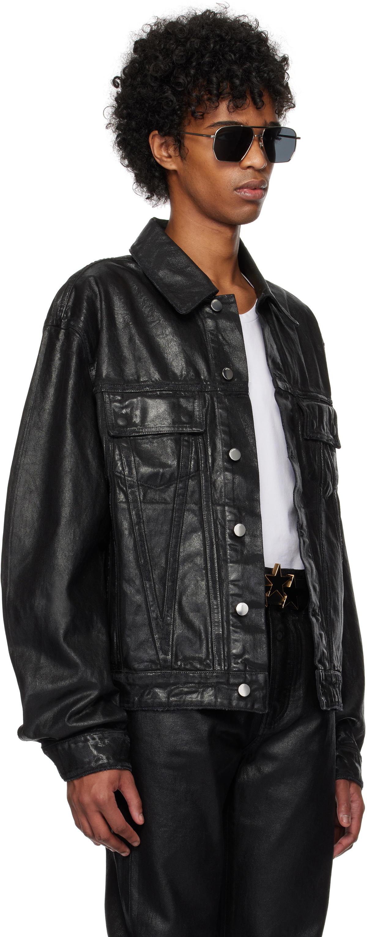 AMIRI Black Waxed MA Qaud Denim Jacket