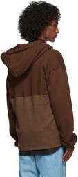 Phlemuns SSENSE Exclusive Brown Cropped Zip Hoodie