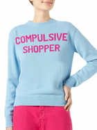 MC2 Saint Barth Woman Crewneck Light Blue Sweater With Compulsive Shopper Jacquard
