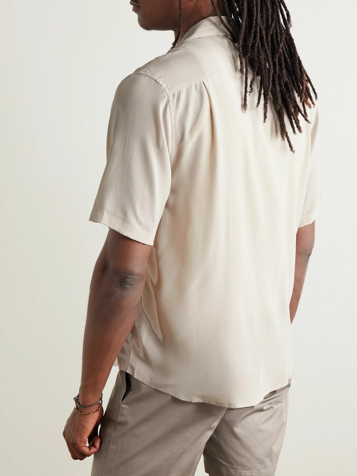 Onia - Vacation Camp-Collar Silk-Crepe Shirt - Gray