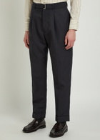 Officine Générale Hugo Belted Tapered-leg Trousers Navy