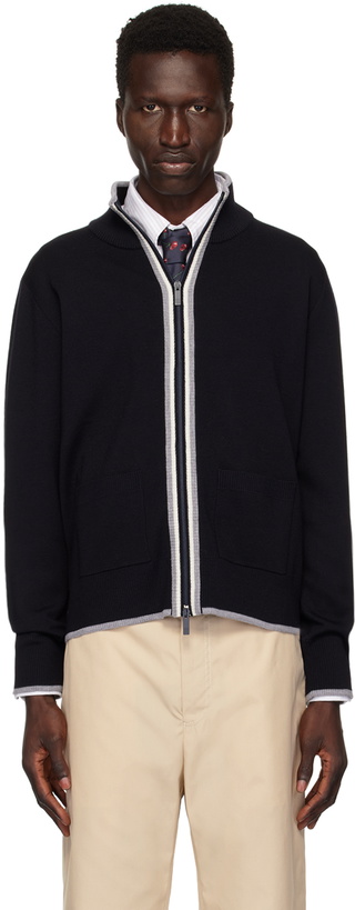 Photo: Thom Browne Navy Zip Cardigan