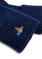 Vivienne Westwood Orb-embroidered Wool Gloves Navy