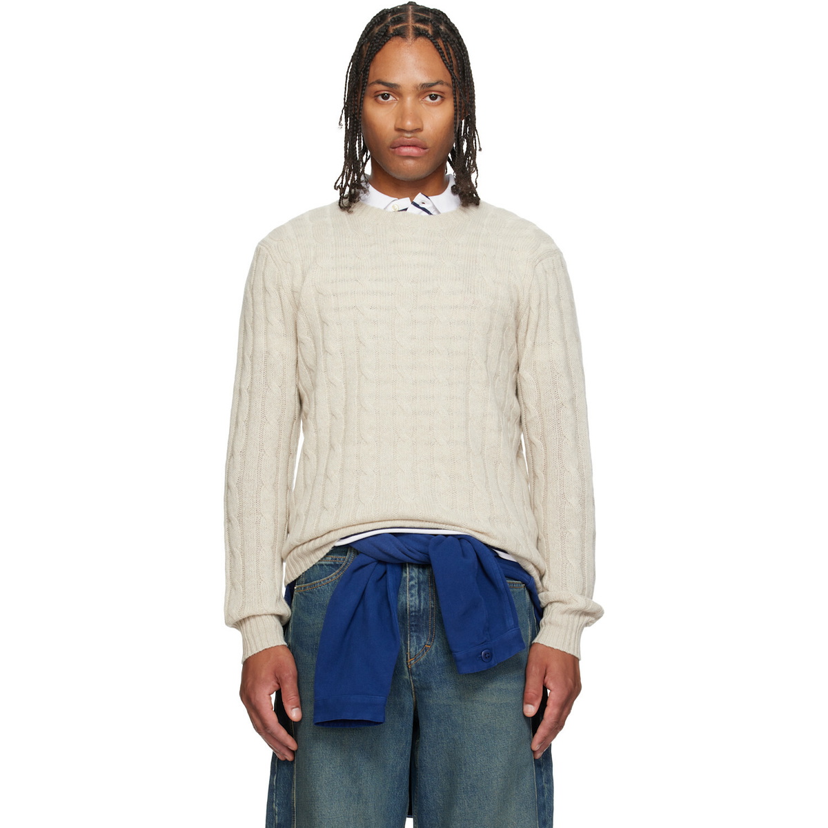 Polo Ralph Lauren Beige 'The Iconic Cable-Knit' Cashmere Sweater