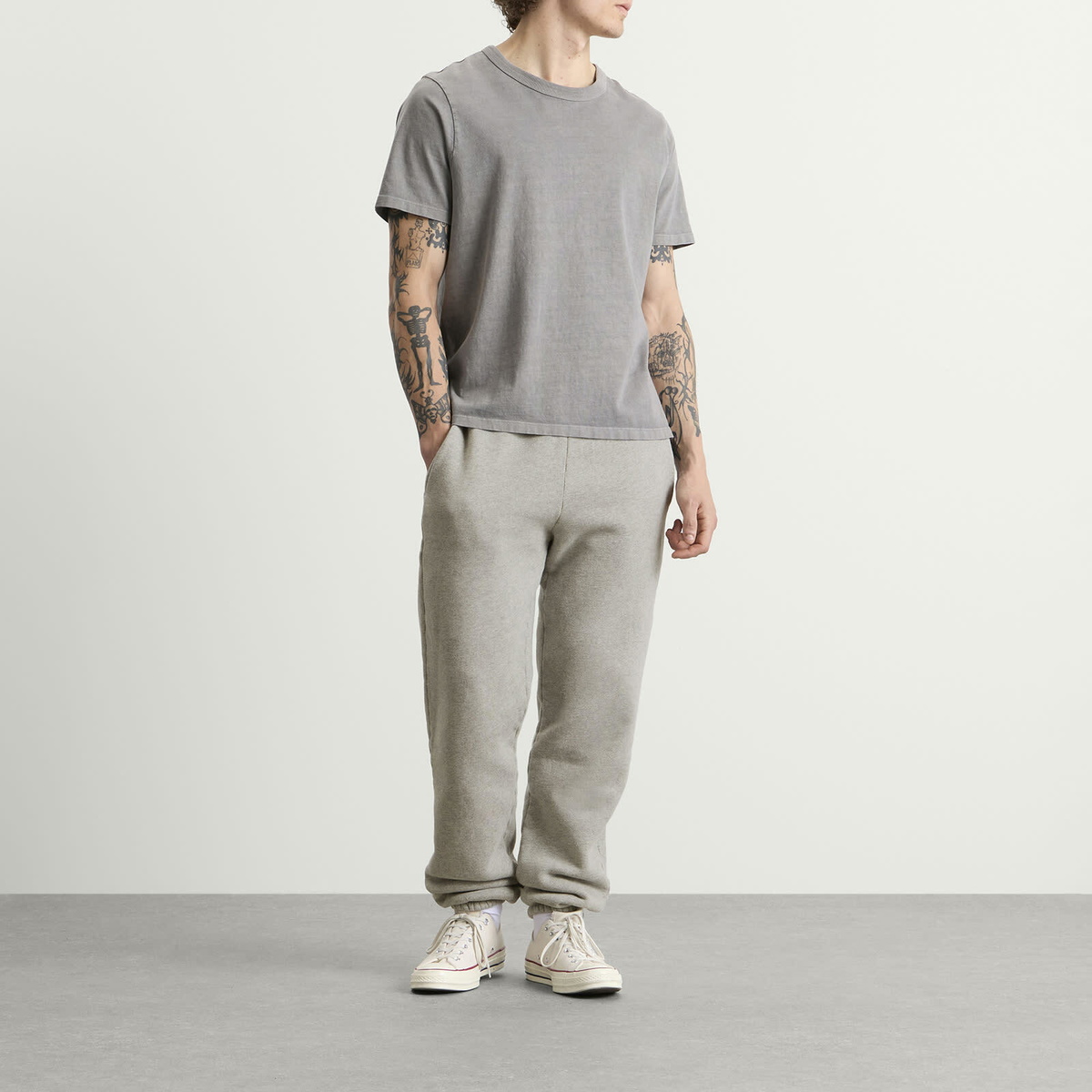 Les Tien Men's Heavyweight Classic Sweatpant in Heather Grey