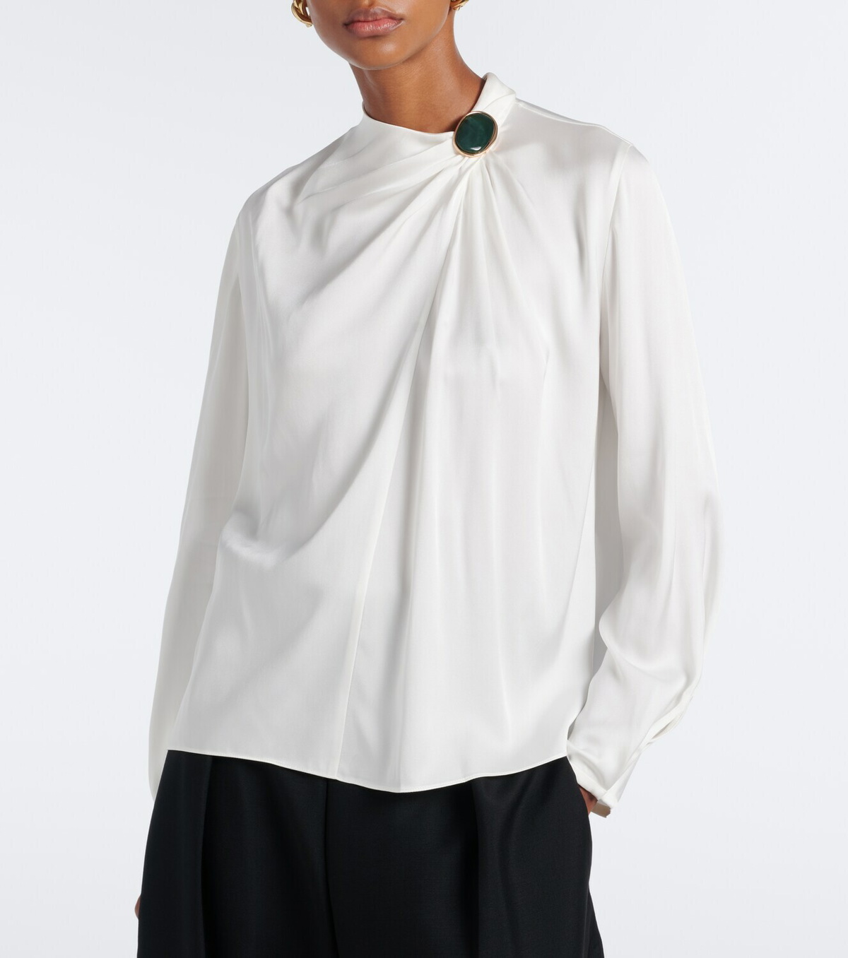 Vince Gathered silk-blend satin blouse
