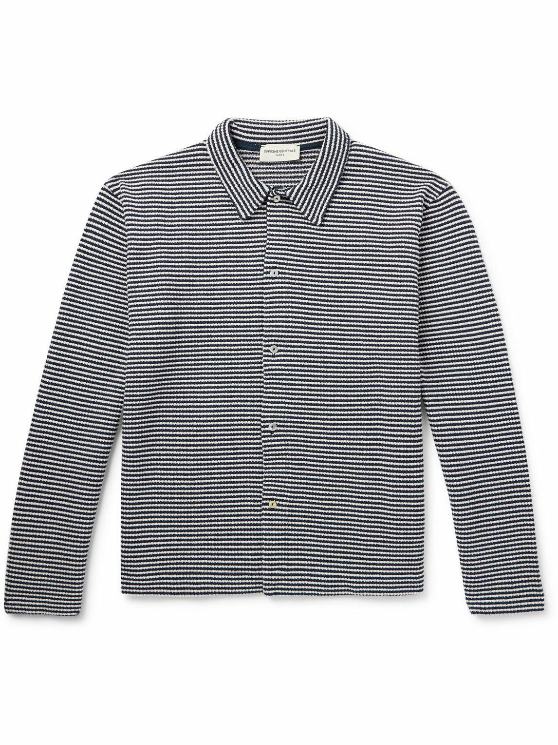Officine Générale - Bryan Striped Cotton-Blend Cardigan - Blue