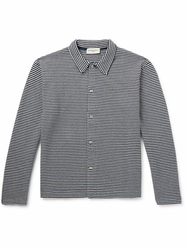 Photo: Officine Générale - Bryan Striped Cotton-Blend Cardigan - Blue