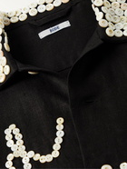 BODE - Good Luck Button-Embellished Linen Shirt - Black