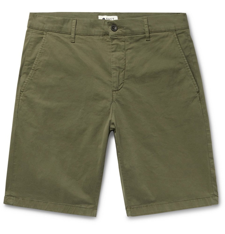 Photo: NN07 - Crown Garment-Dyed Cotton-Blend Twill Shorts - Army green